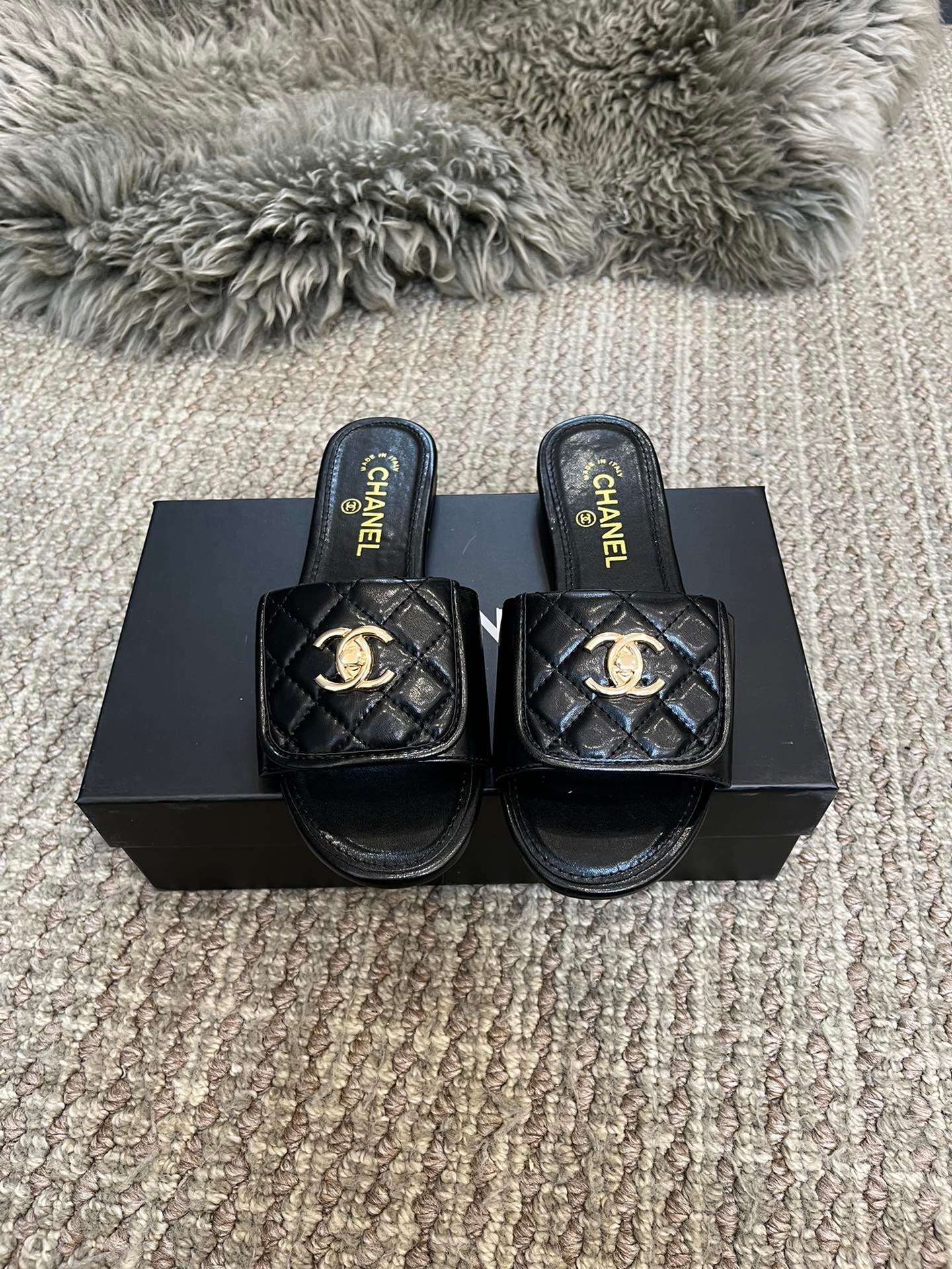 Chanel Quilted Mule Sandals