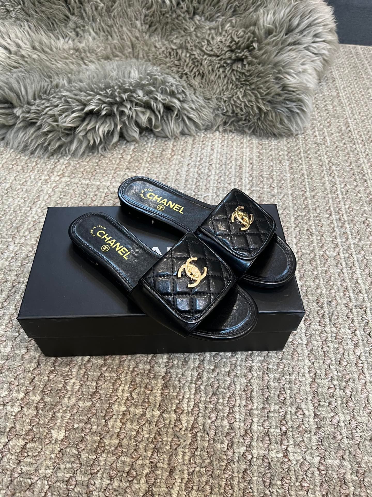 Chanel Quilted Mule Sandals