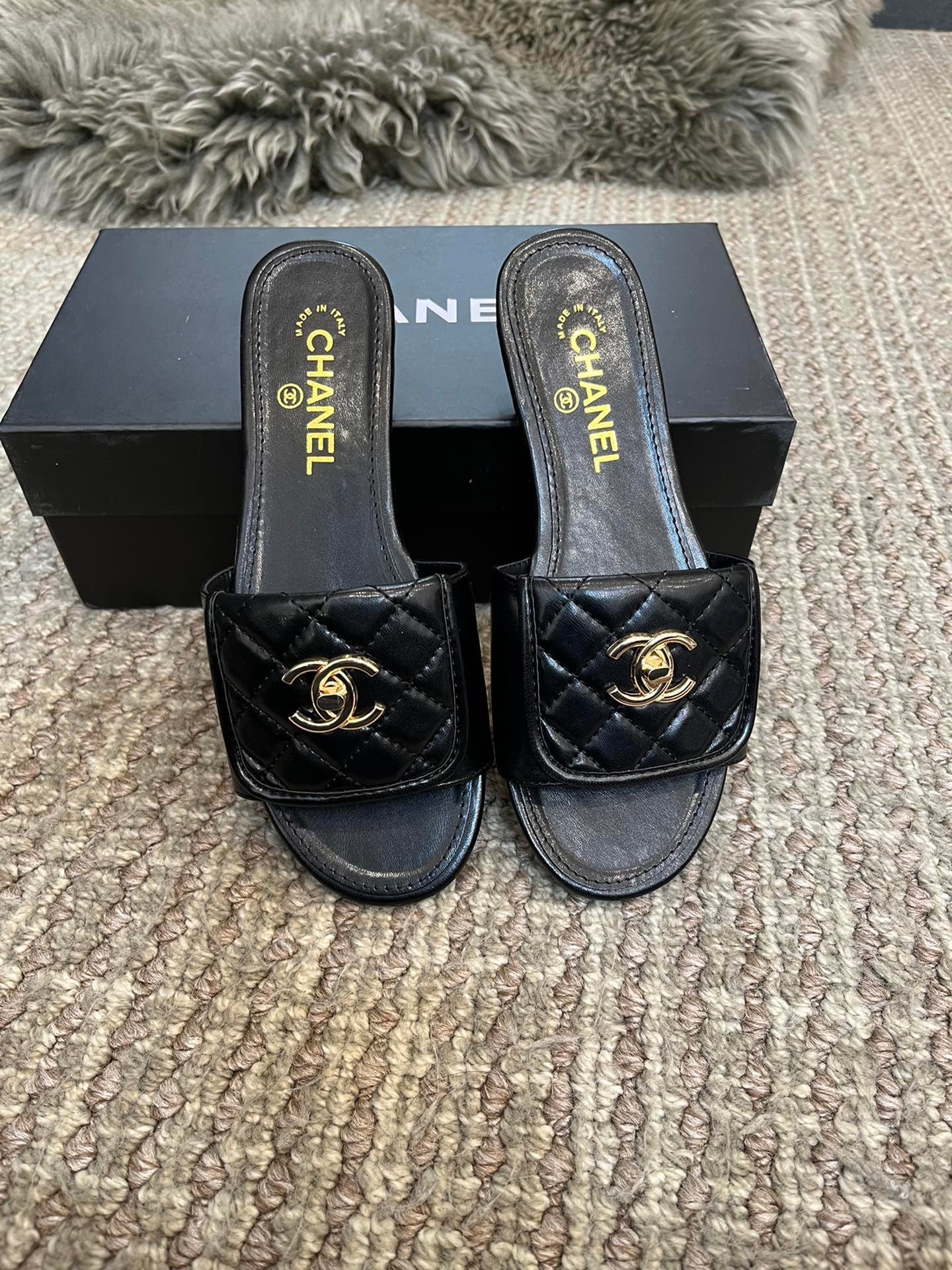 Chanel Quilted Mule Sandals