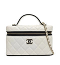 Chanel white Quilted vanity case bag