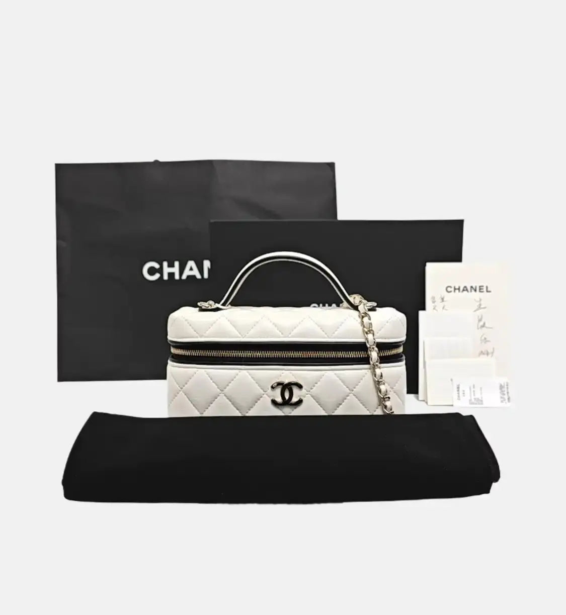 Chanel white Quilted vanity case bag